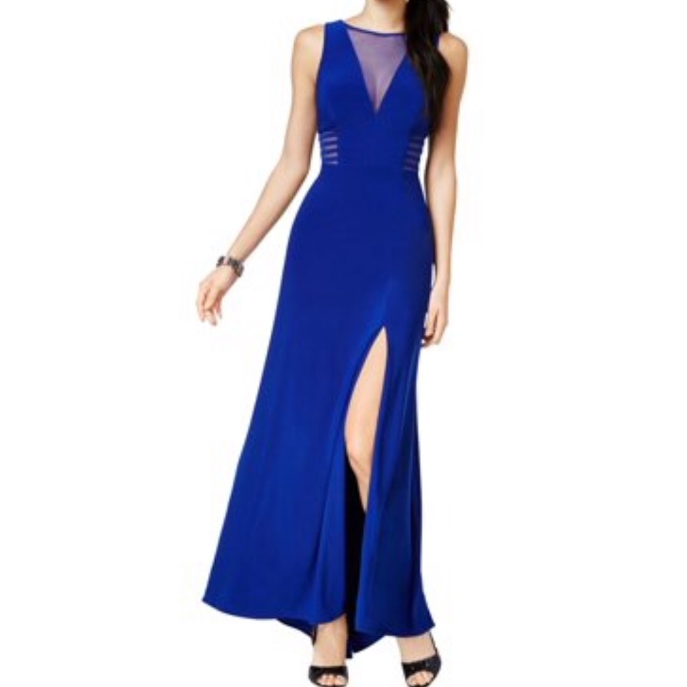 Morgan & Co Illusion Gown Royal Blue